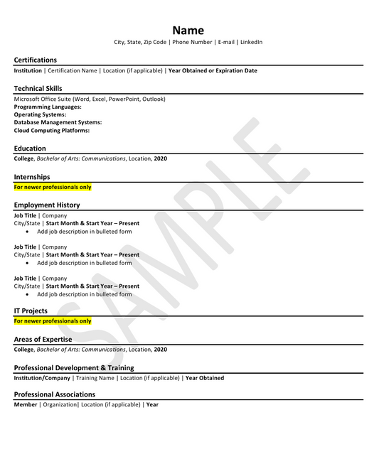 Tech Resume Layout