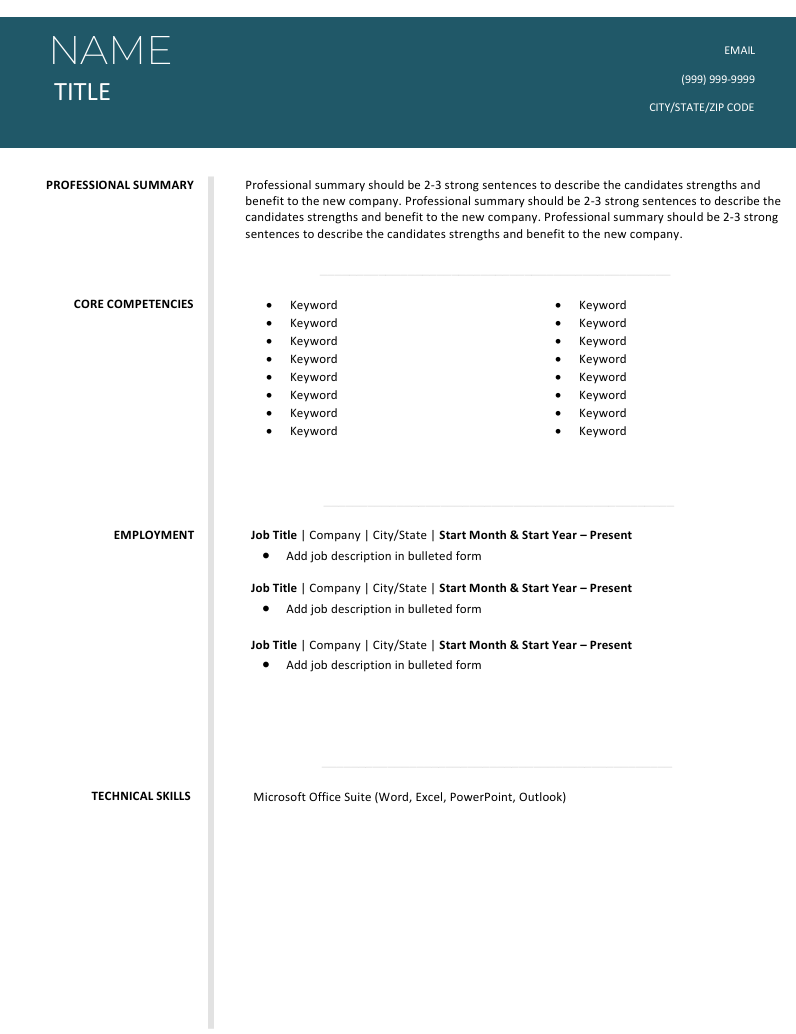 Innovative Impression Resume Layout (Teal) – Resume Addict