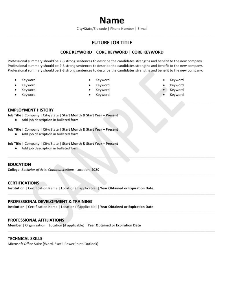 Ambition Amplified Resume Layout