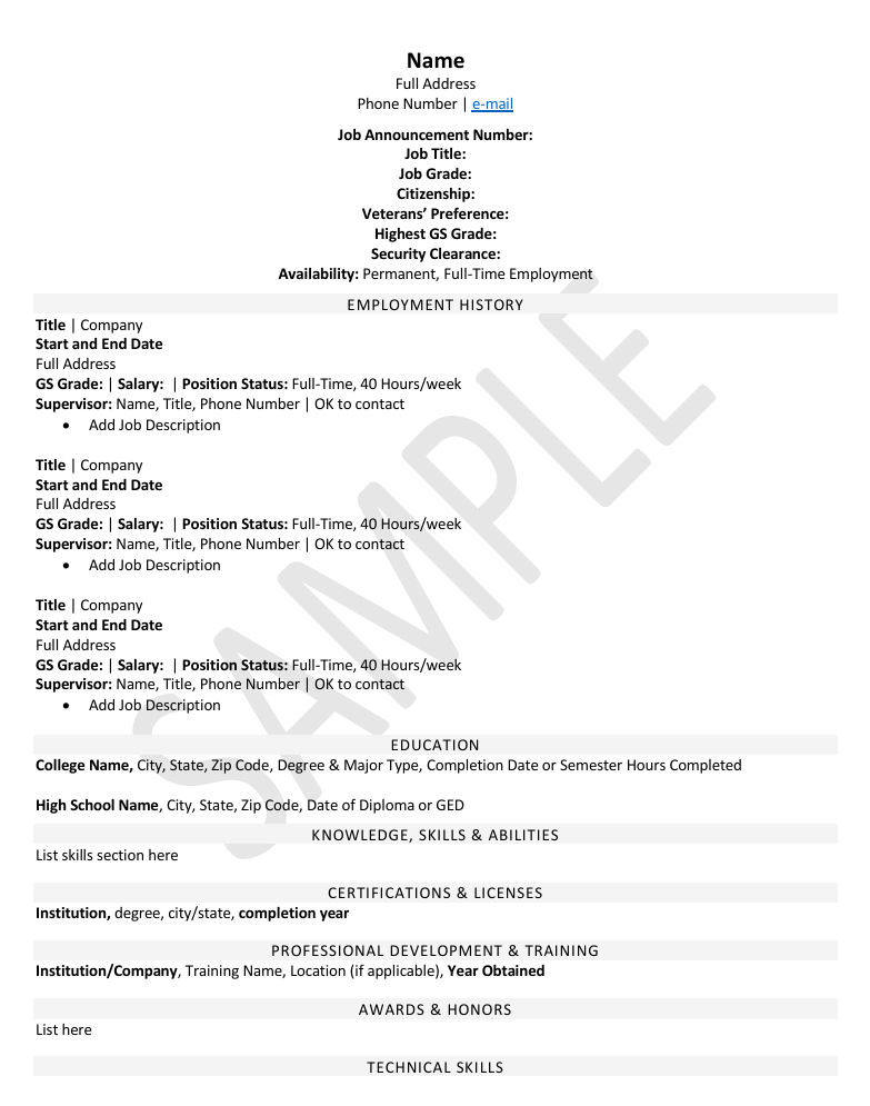 Federal/USA Jobs Resume Template Resume Addict Federal/USA Jobs Resume Template Resume Addict